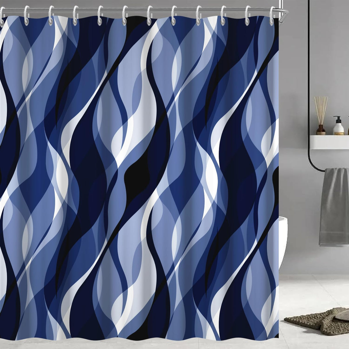 Brown Shower Curtain, Grey and Brown Striped Bathroom Decor 72x72
