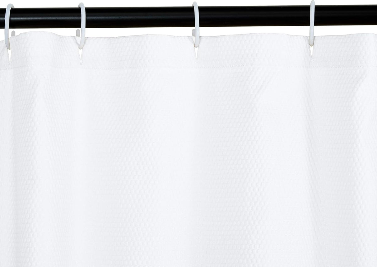 Amazon Basics Lightweight Super Soft Easy Care Microfiber Waffle Texture Shower Curtain , 72" x 72", White