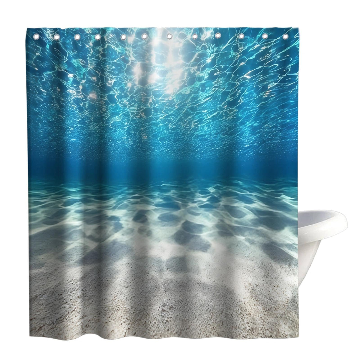 Nautical Green Sea Turtles Beach Theme Fabric Shower Curtain Sets Bathroom Blue Ocean Decor with Grommets and Hooks - 72 x 72 Inch Teal