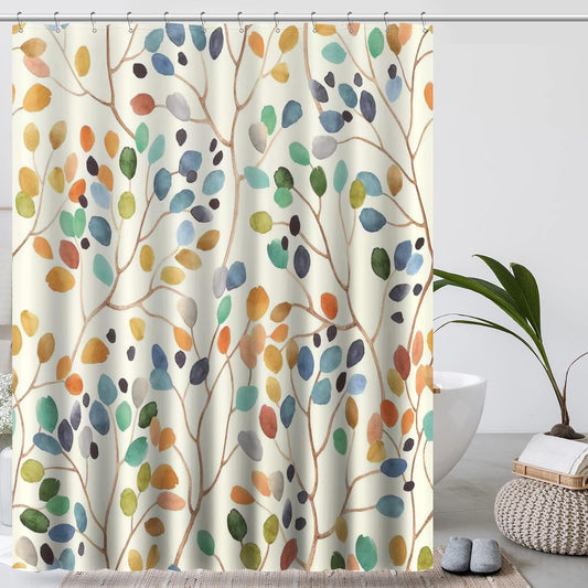 Amaredom Floral Shower Curtain with 12 Metal Hooks, 72x72 Inches