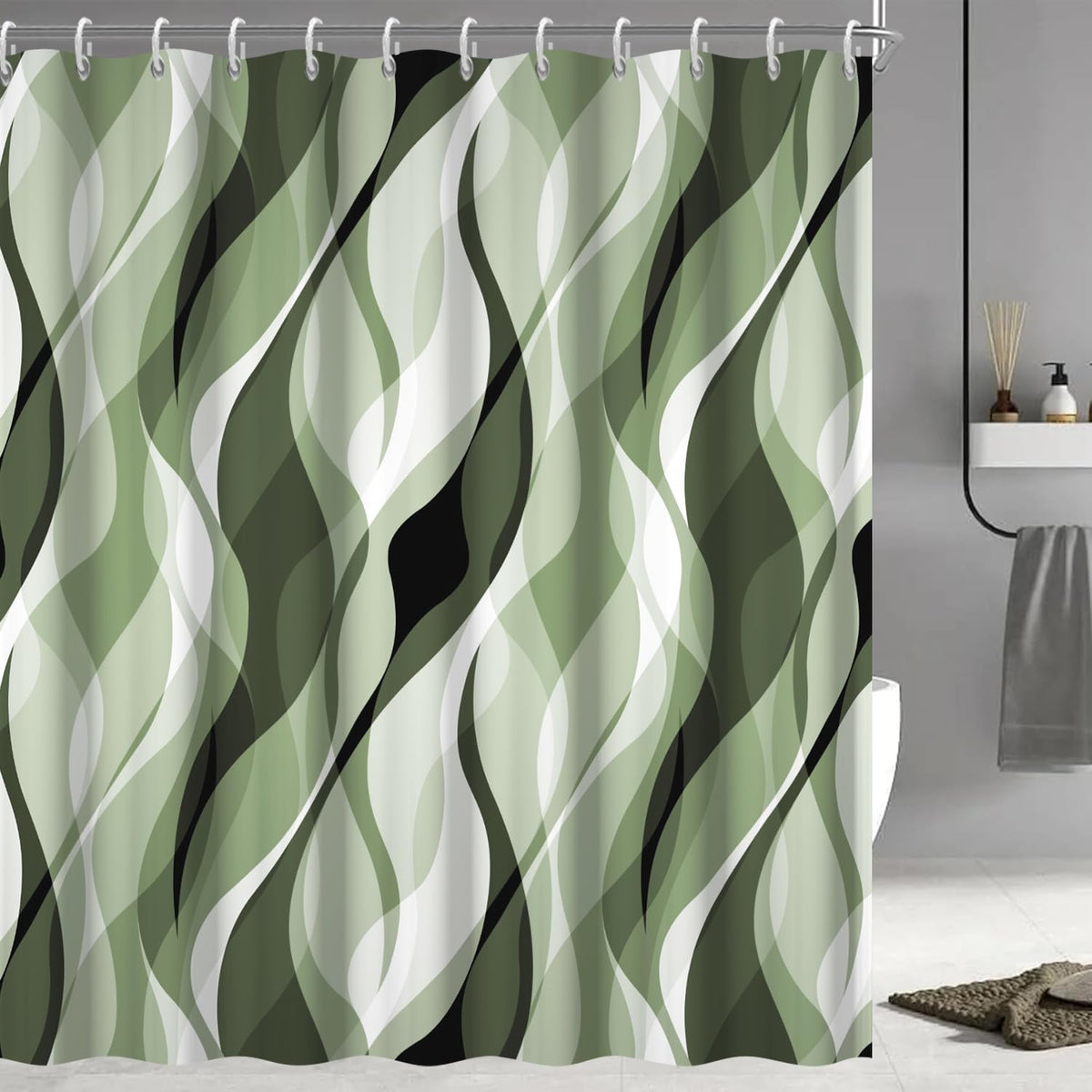 Brown Shower Curtain, Grey and Brown Striped Bathroom Decor 72x72