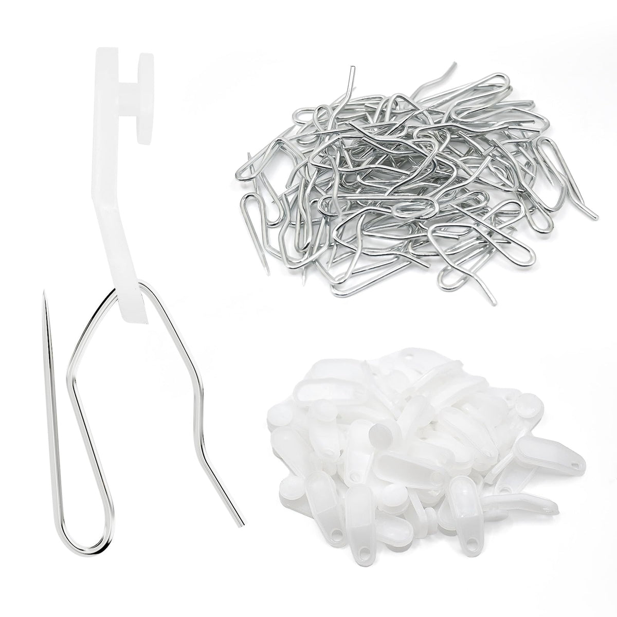 50Pcs Plastic 32mm Traverse Rod Slides-Metal Curtain Hooks Curtain Roller Curtain Track Gliders Rail Track Runners Slider for Window and Shower Curtain Accessories-White