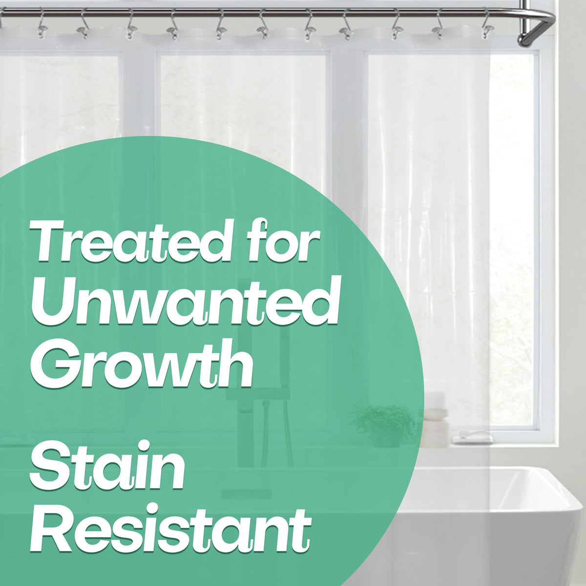 Mrs Awesome Clear Shower Curtain Liner with 3 Magnets, 72x72