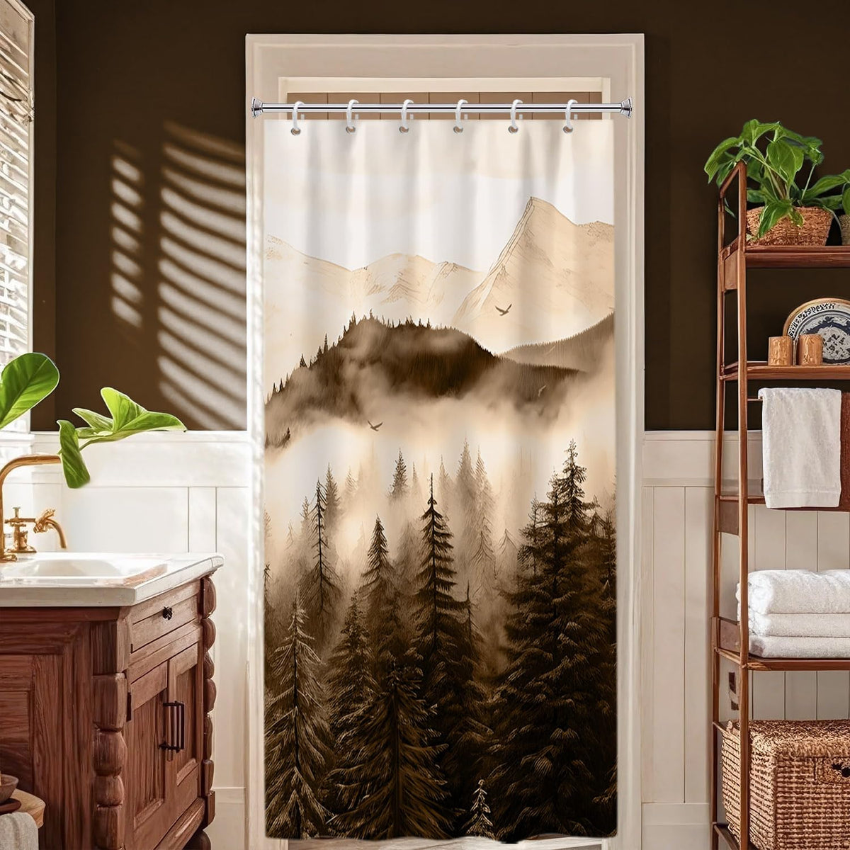 Navy Blue Forest Shower Curtain for Bathroom 72x72 Inch