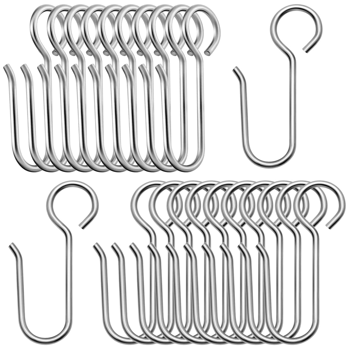 Jetec 60 Pcs Metal Curtain Track Hooks S Shaped for Drape, Silver