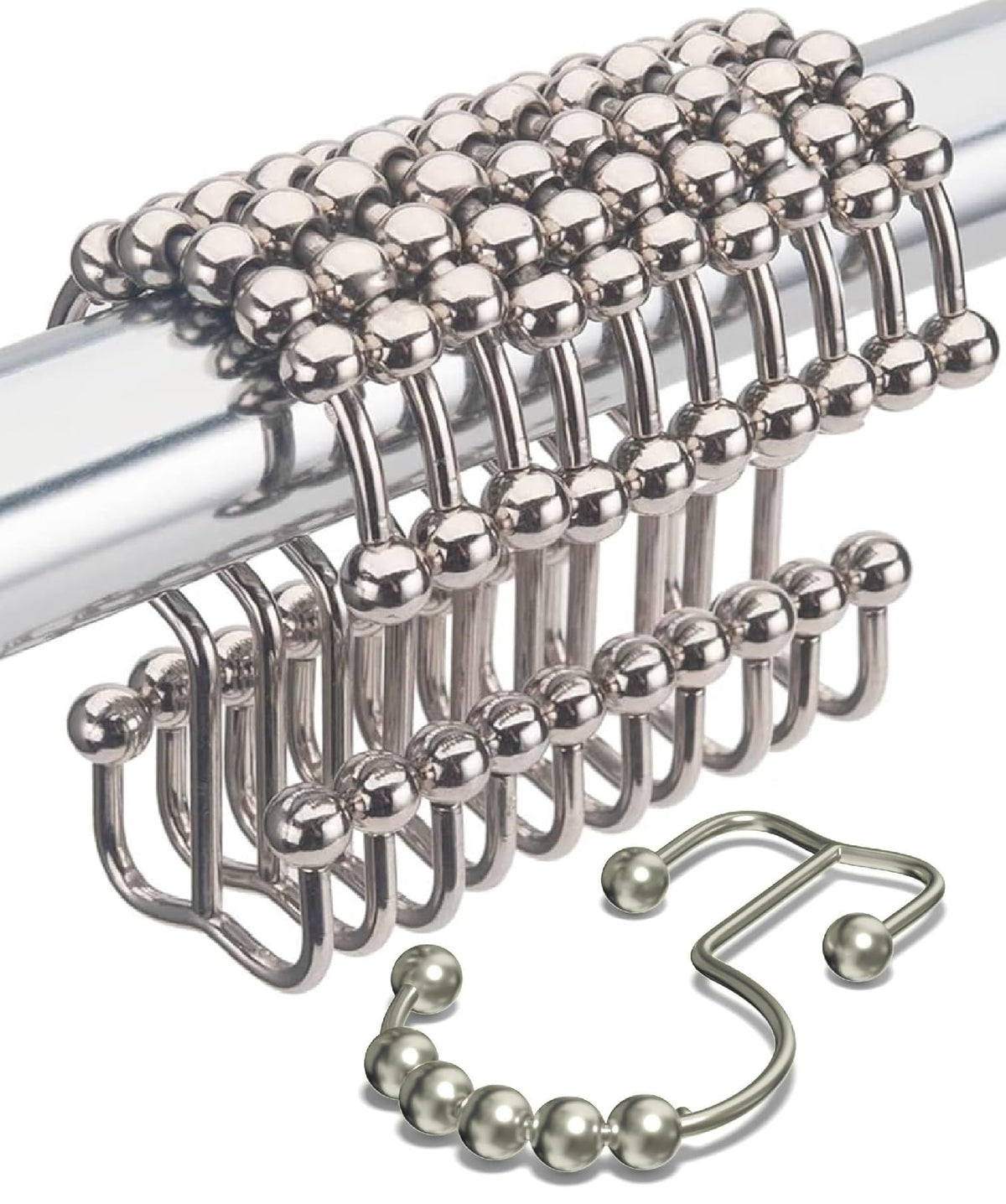 Rust Proof Shower Curtain Hooks, Stainless Steel Curtain Rings, Pack of 12