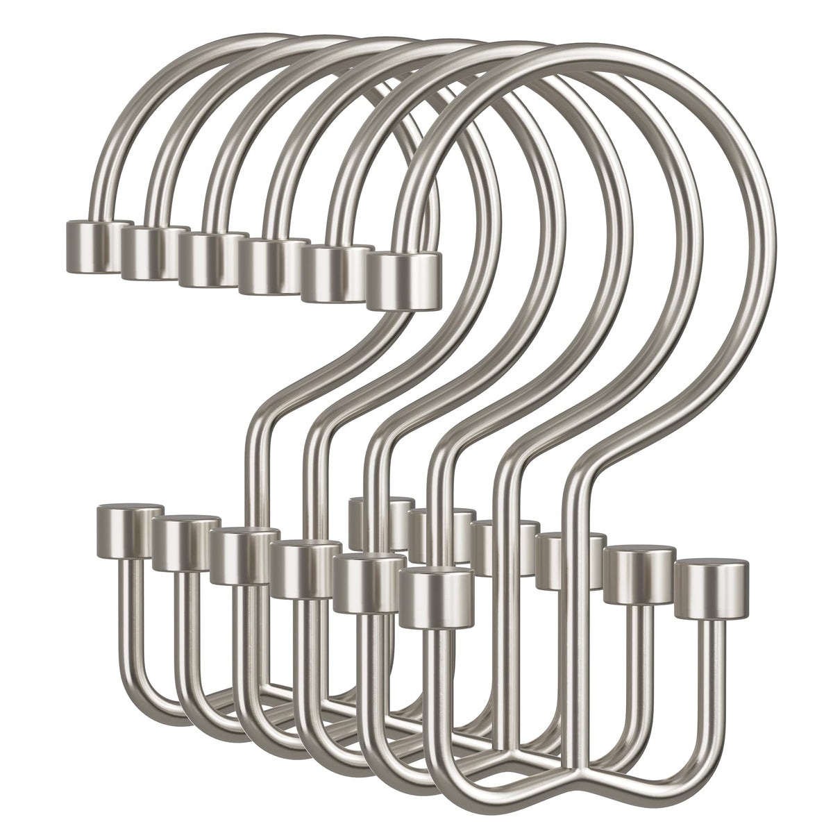 Amazer Black Shower Curtain Hooks, 12PCS Minimalist Simple Double Shower Curtain Rings, Rust-Resistant Metal Shower Hooks Shower Curtain Hangers, Shower Rings for Bathroom Shower Rods Curtains