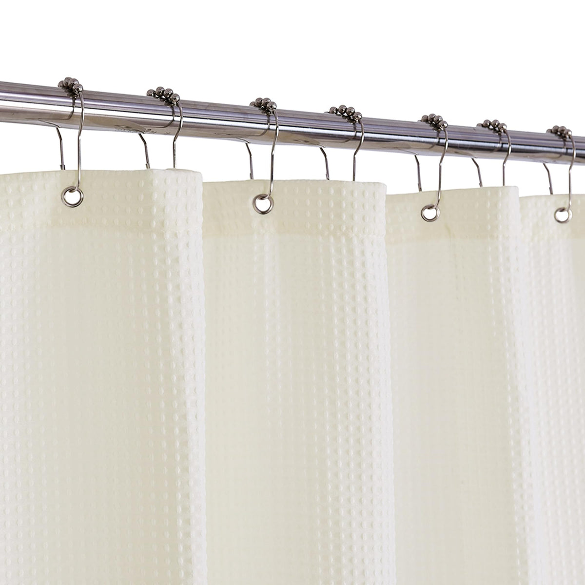 Barossa Design Waffle Weave Short Shower Curtain Fabric 66" Length, White