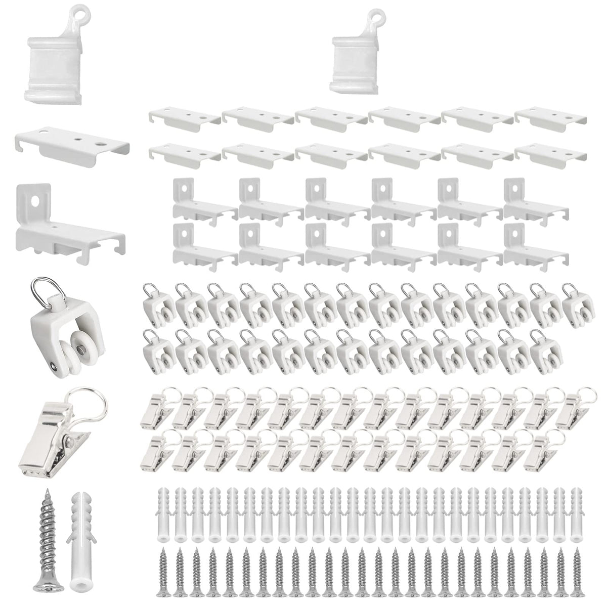 Curtain Track Rollers, 30 Pack Curtain Track Gliders Plastic Twin Wheeled Carriers Drapery Rail Sliding Glider for Windows Shower Rv Curtain Tracks, White