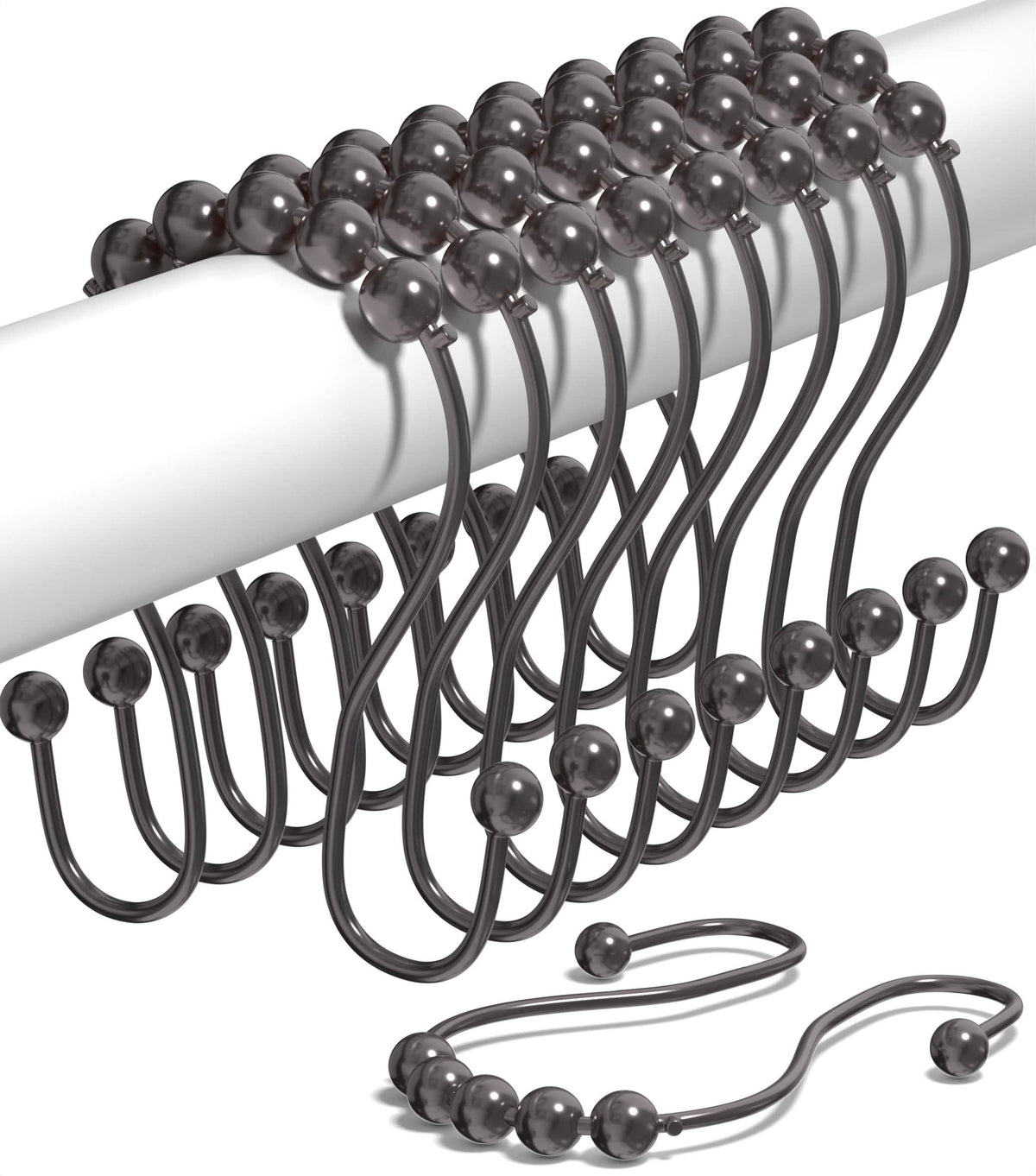 Rust Proof Shower Curtain Hooks, Stainless Steel Curtain Rings, Pack of 12