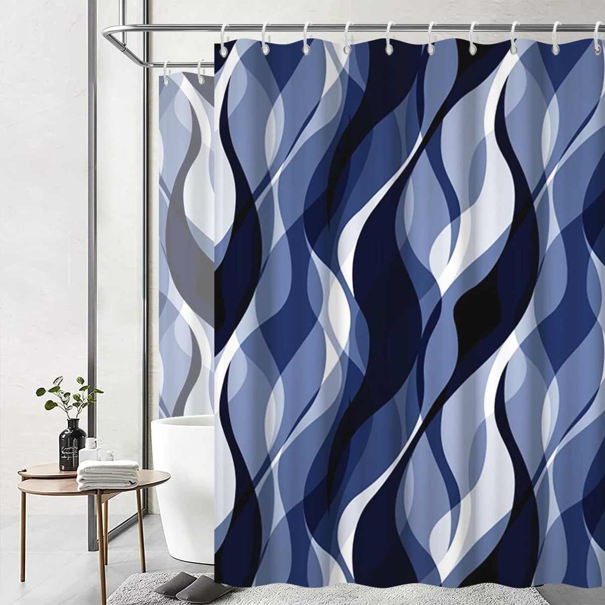 Brown Shower Curtain, Grey and Brown Striped Bathroom Decor 72x72
