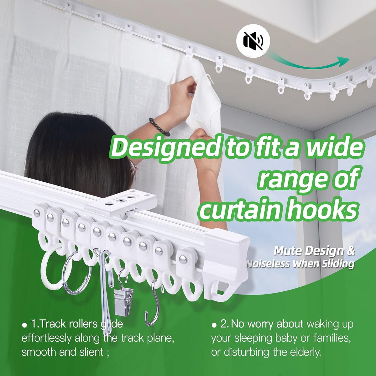 ZSTARR Heavy Duty Gliders for I Profile Flexible Curtain Track, 20 Pack