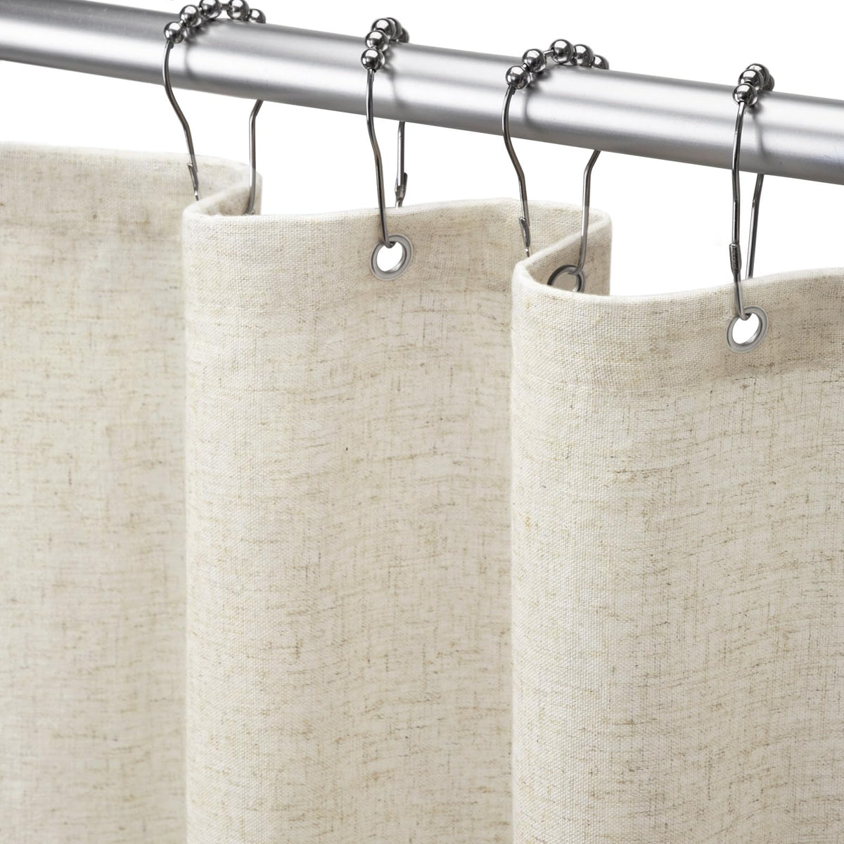 Linen Shower Curtain Beige Boho Cream Natural Cloth 72" W x 72" L