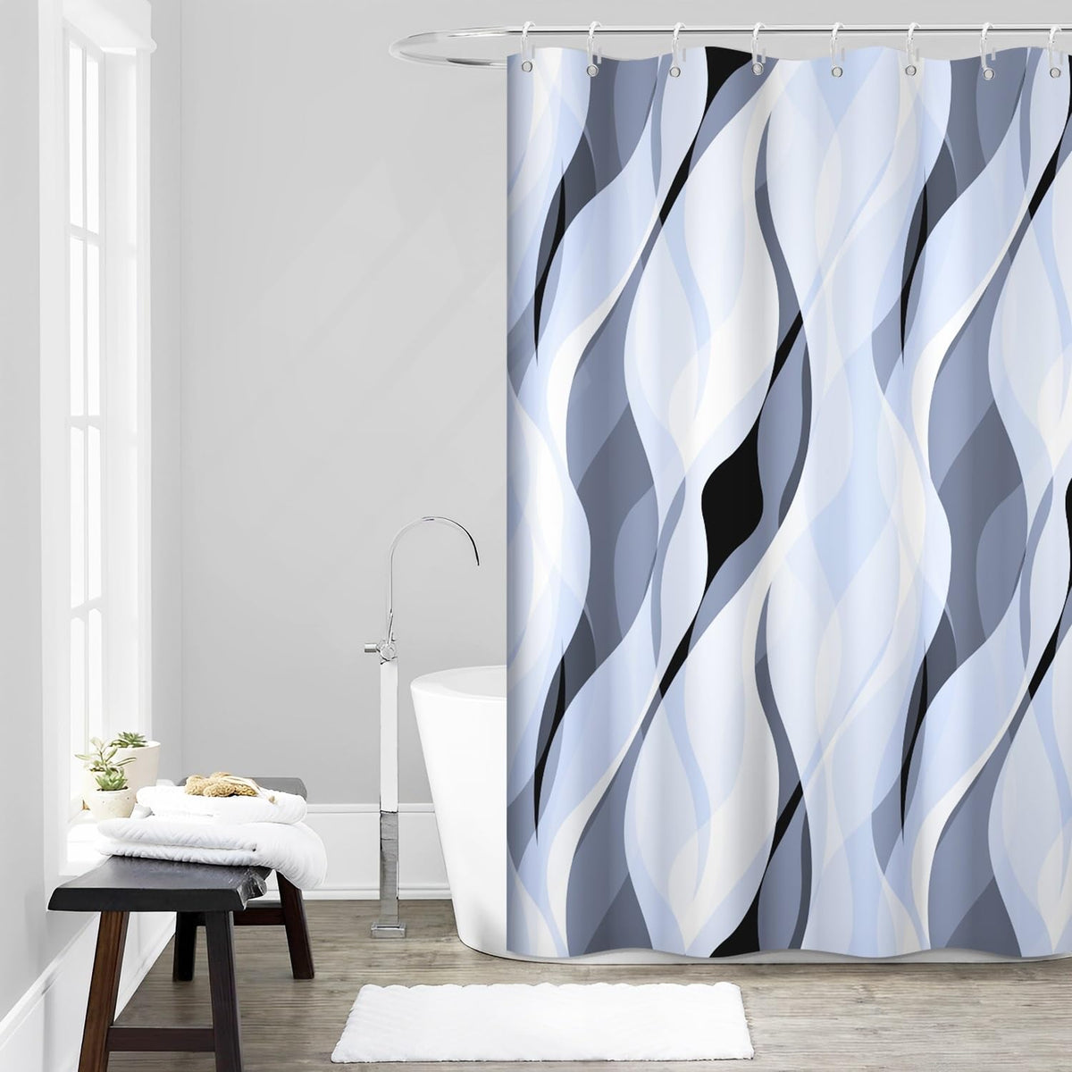 Brown Shower Curtain, Grey and Brown Striped Bathroom Decor 72x72