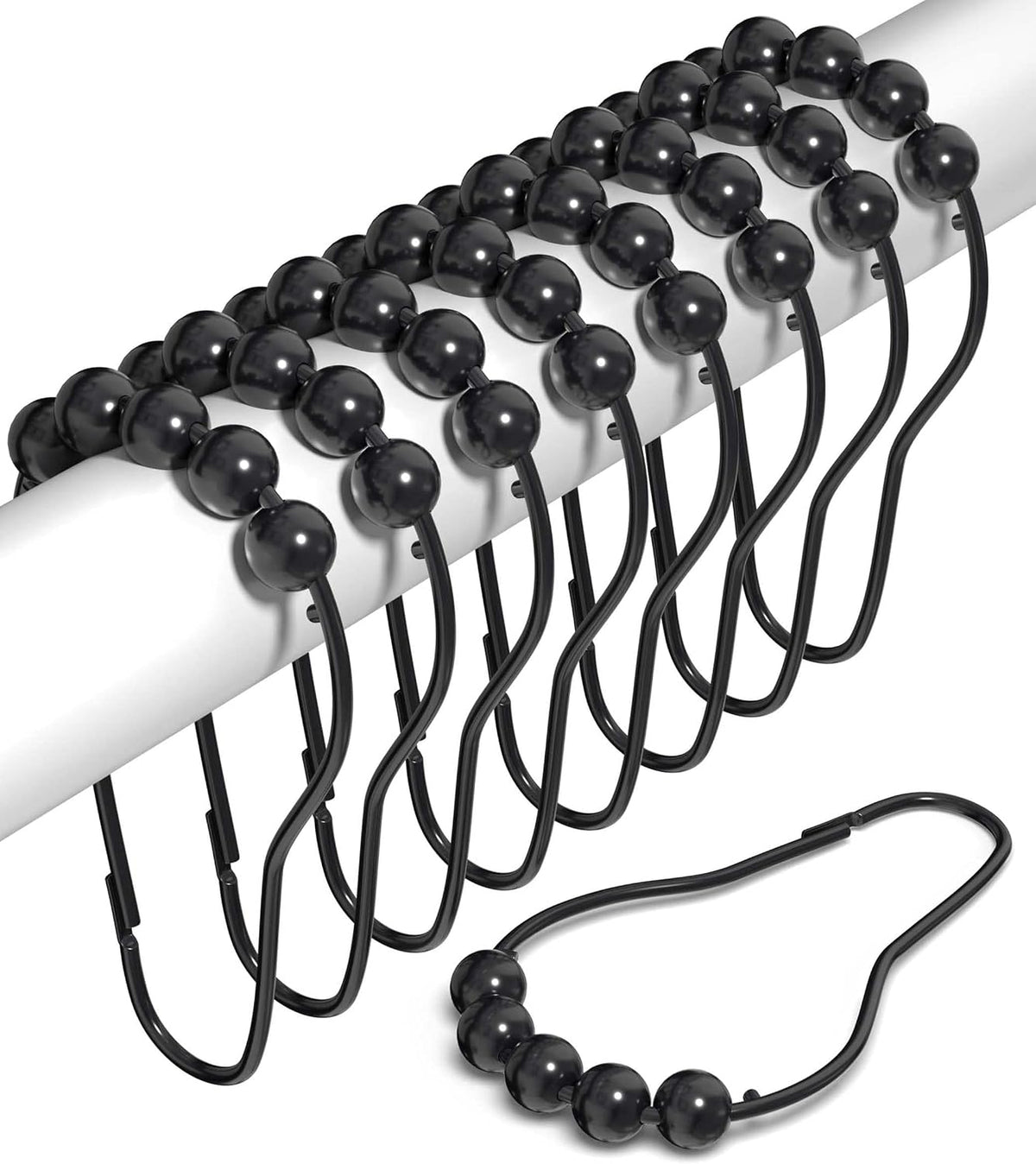 Rust Proof Shower Curtain Hooks, Stainless Steel Curtain Rings, Pack of 12