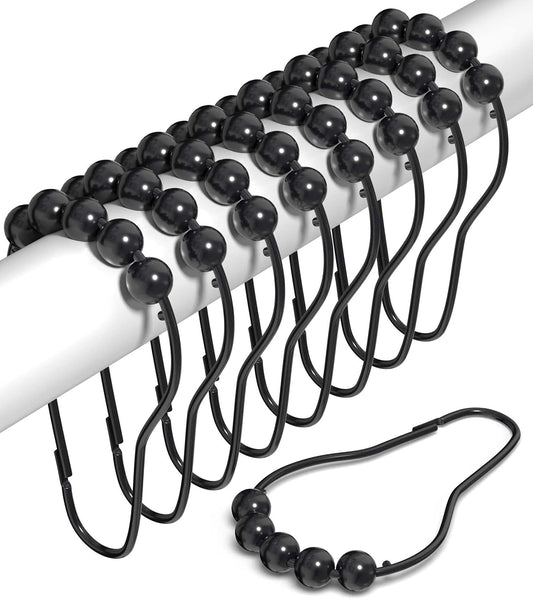 Rust Proof Shower Curtain Hooks, Stainless Steel Curtain Rings, Pack of 12