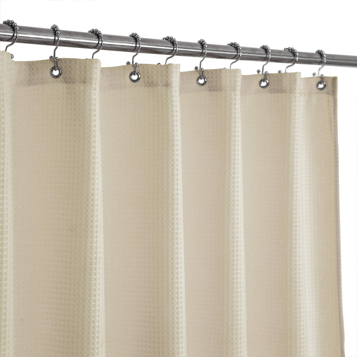 Barossa Design Waffle Weave Short Shower Curtain Fabric 66" Length, White