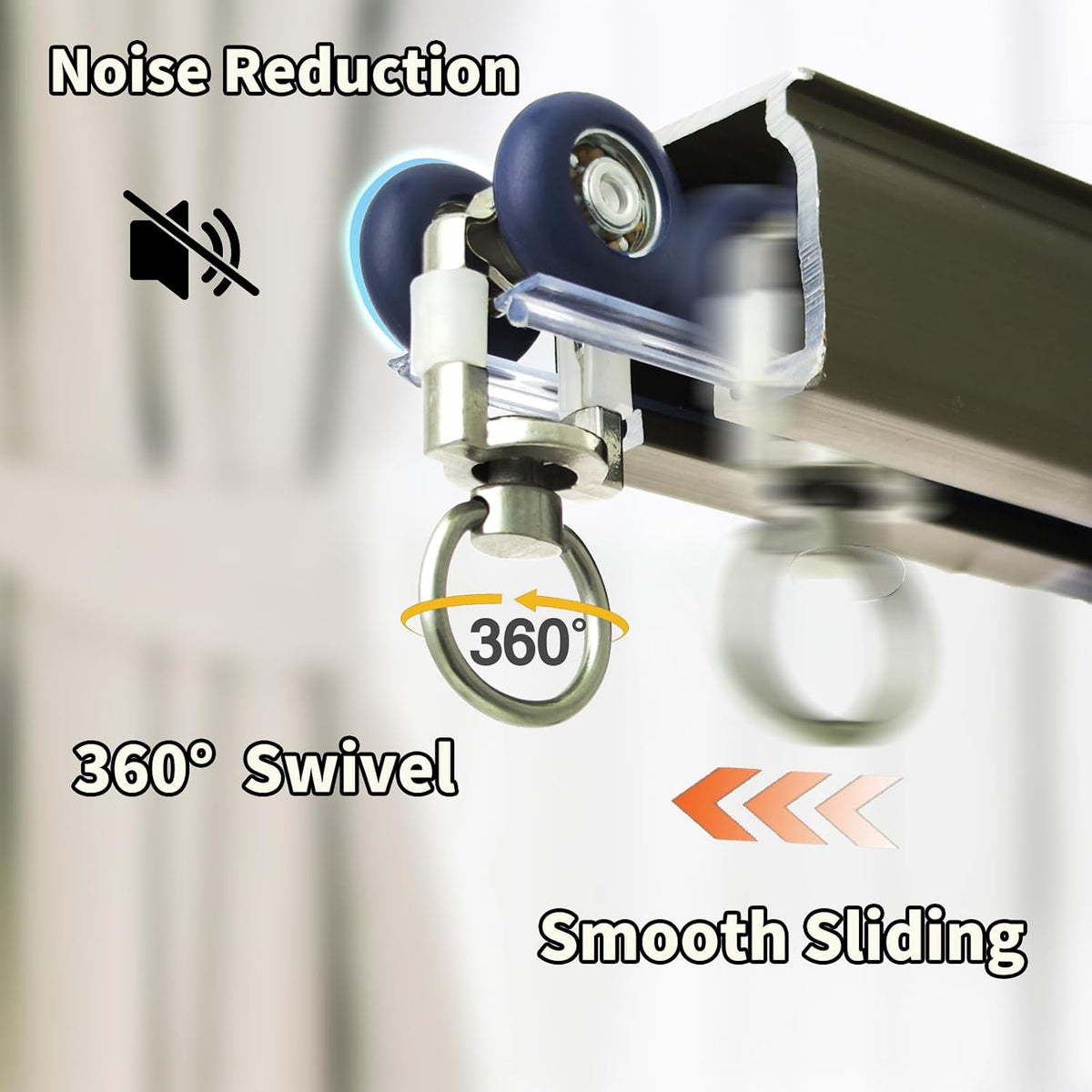 TSBS 15 Pack Ceiling Curtain Rollers, Sliding Track Gliders with Mute Wheel, Ideal for Ceiling, Wall, Room Divider, RV
