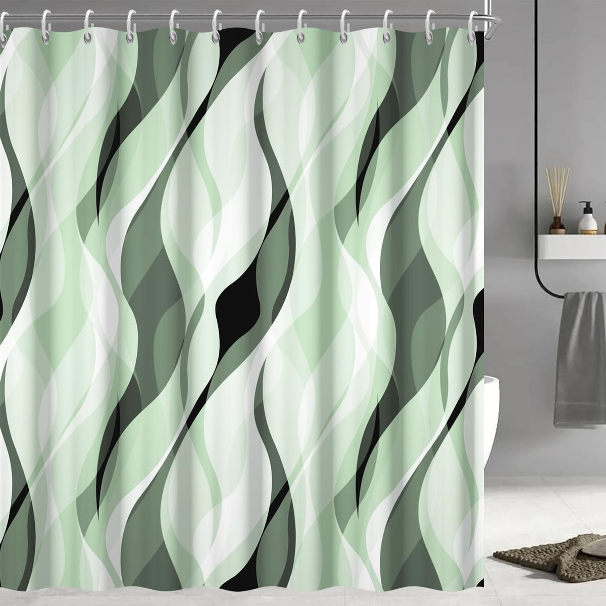 Brown Shower Curtain, Grey and Brown Striped Bathroom Decor 72x72