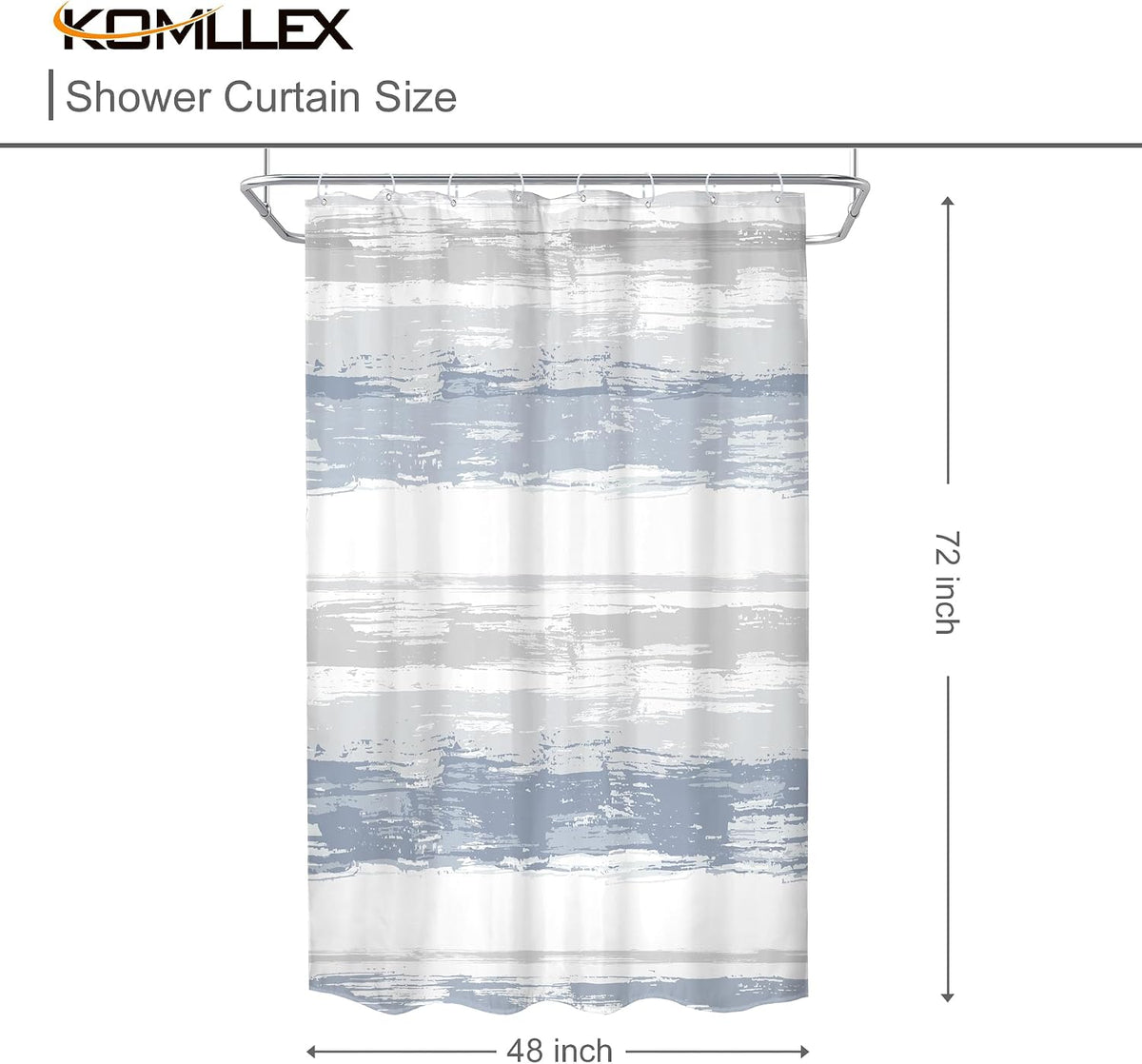 Abstract Blue Modern Gray Striped Minimalist Bathroom Shower Curtain Set