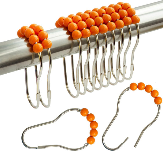Orange Shower Curtain Hooks Stainless Steel Acrylic Balls (12pcs)