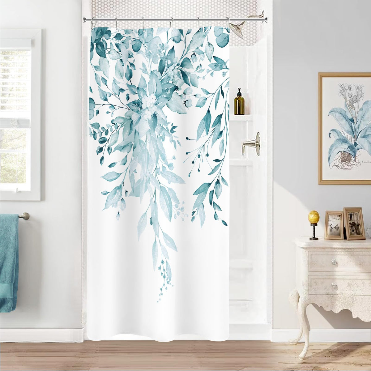 Sage Green Eucalyptus Fabric Shower Curtain for Bathroom, 72x72