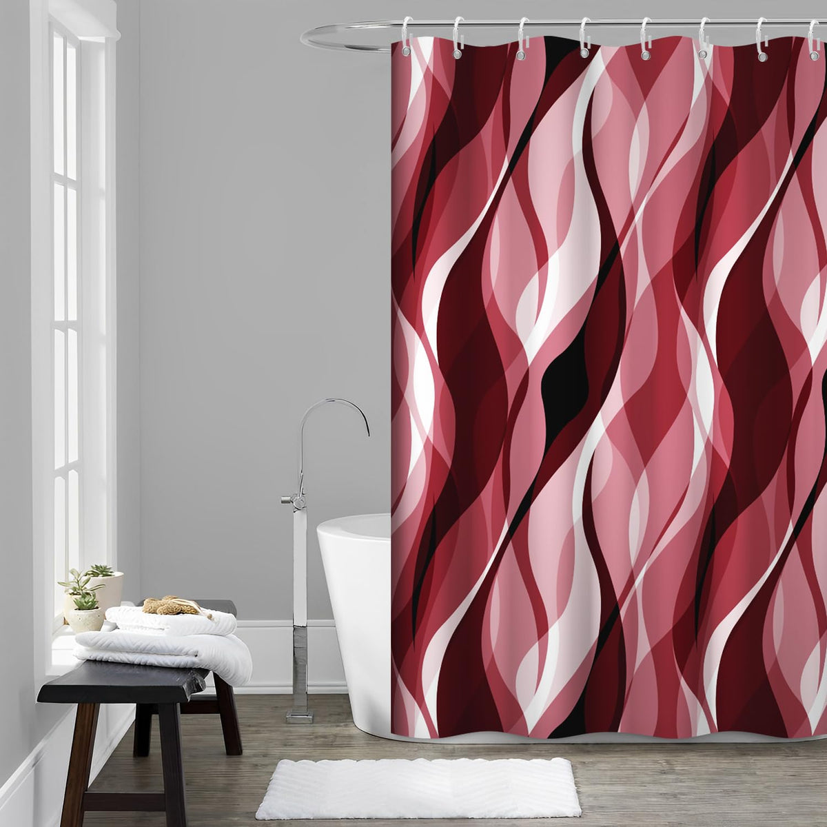 Brown Shower Curtain, Grey and Brown Striped Bathroom Decor 72x72