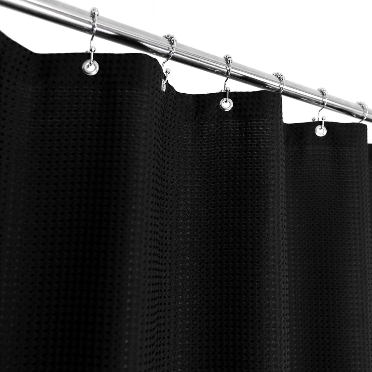 Barossa Design Waffle Weave Short Shower Curtain Fabric 66" Length, White