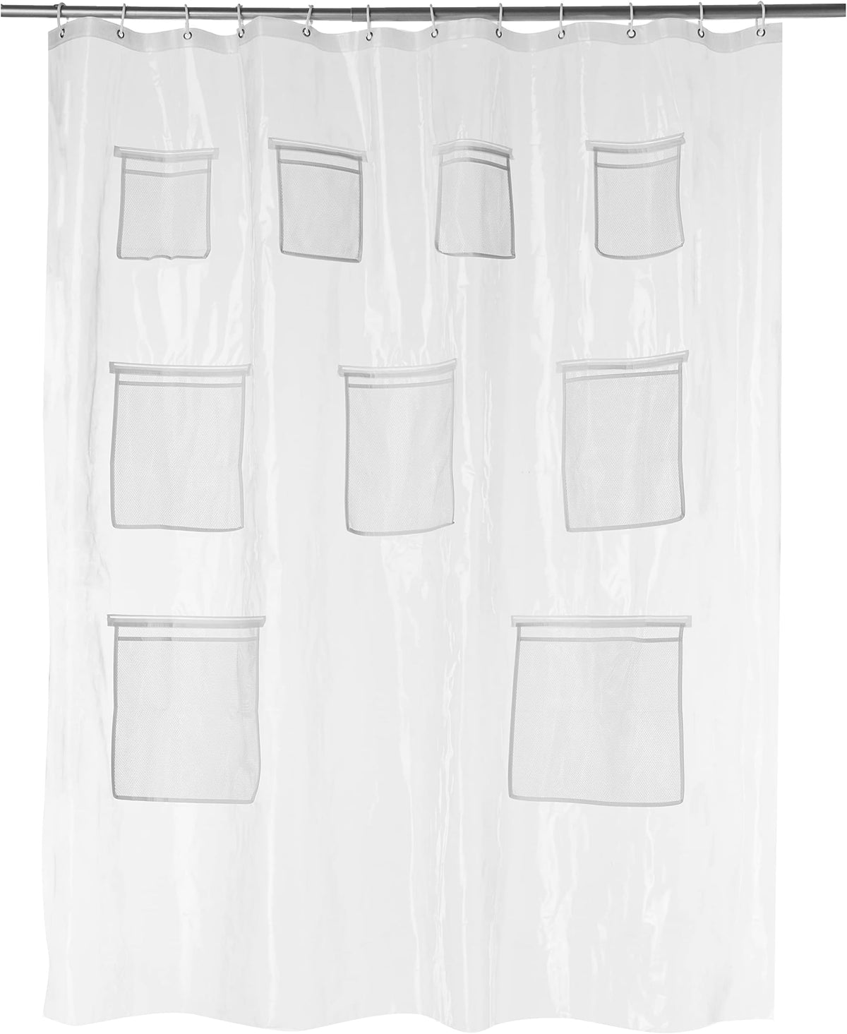 Amazon Basics Lightweight Super Soft Easy Care Microfiber Waffle Texture Shower Curtain , 72" x 72", White