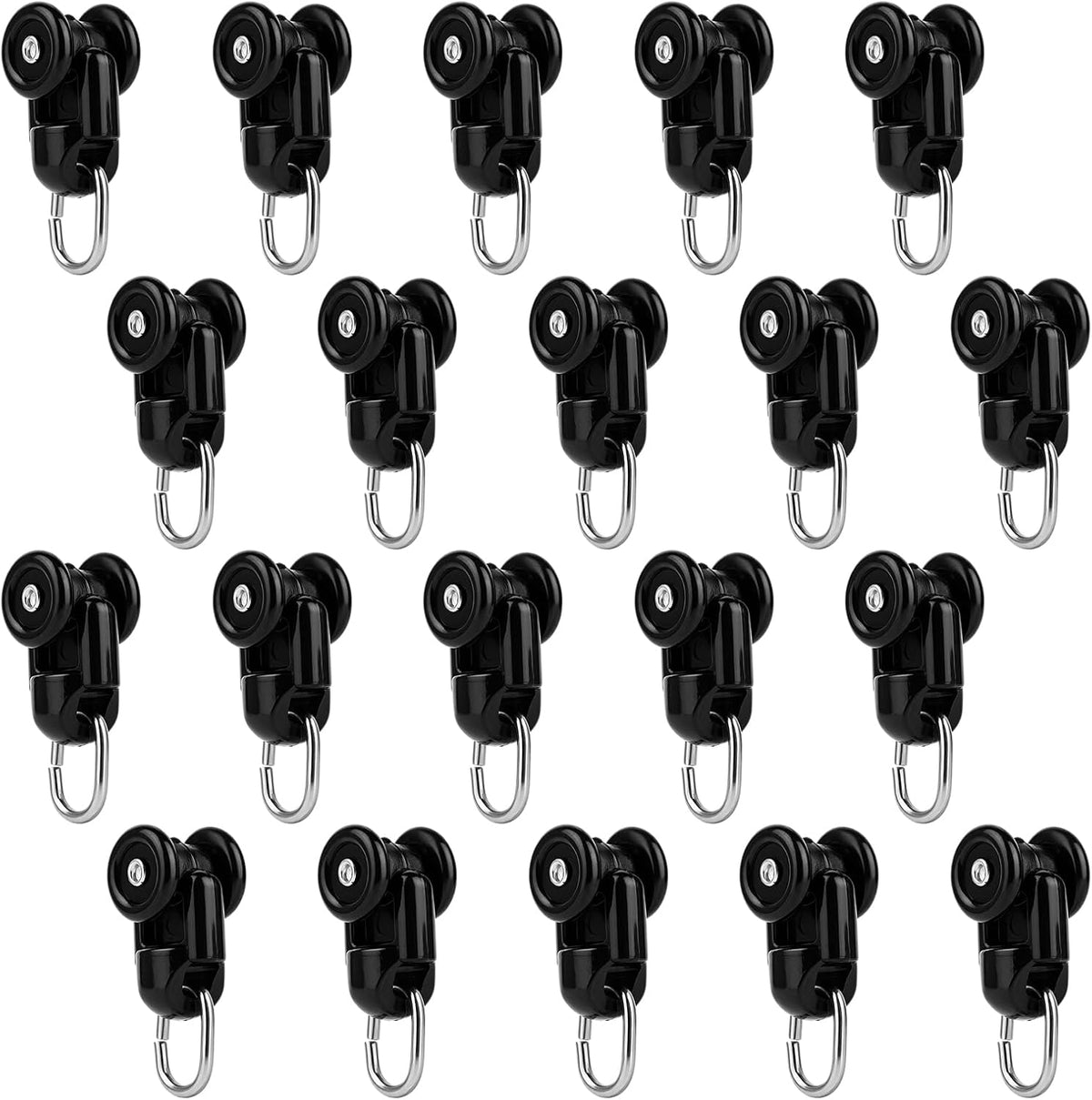 NQEUEPN 20Pcs Curtain Track Glider Rollers for Ceiling Rails (Black)