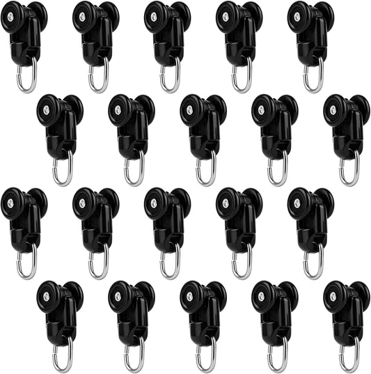 NQEUEPN 20Pcs Curtain Track Glider Rollers for Ceiling Rails (Black)