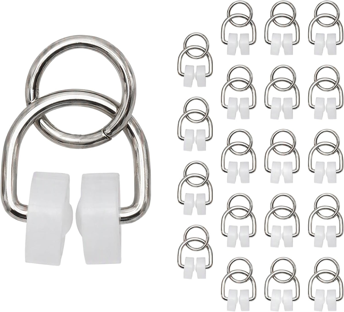 20 Pack RV Curtain Track Clips, Plastic Curtain Track Gliders Rollers Hooks for Camper Shower Drapes, Curtain Slider Track Accessories for Travel Trailer Motorhome