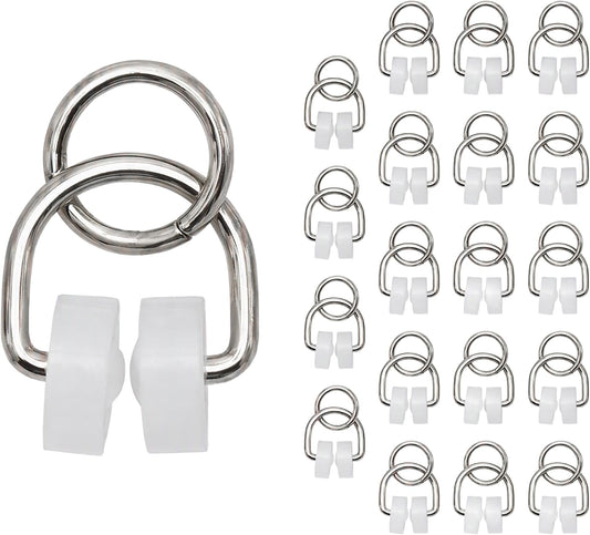 20 Pack RV Curtain Track Clips, Plastic Curtain Track Gliders Rollers Hooks for Camper Shower Drapes, Curtain Slider Track Accessories for Travel Trailer Motorhome