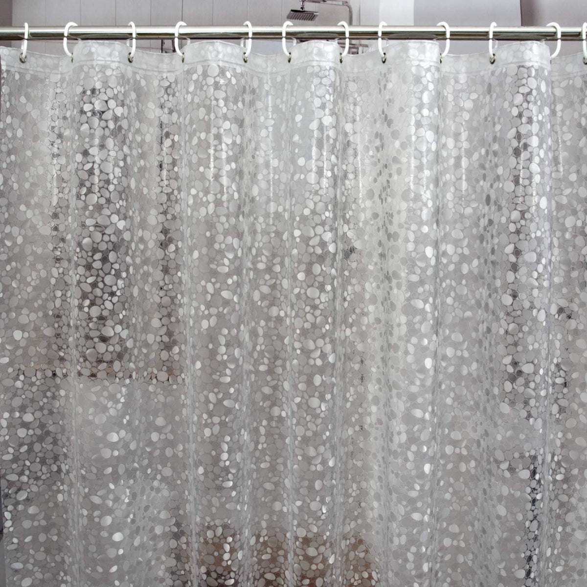 Bostofy Waterproof Shower Curtain Liner 8G EVA Thick Shower Curtain with Heavy Duty 3 Bottom Magnets, Shower Liner for Shower Stall, Bathtubs, 3D Pebble Pattern, 72 x 72,12 Hooks