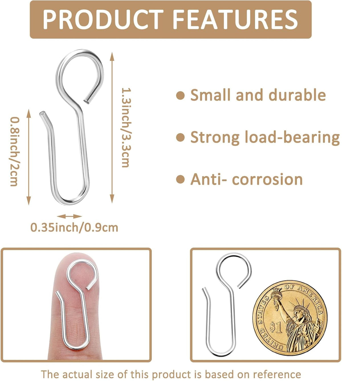 Metal Curtain Track Hooks S Shaped Small Curtain Hook 60Pcs Drapery Hook Pins Curtains Wire Hooks for Ceiling Curtains Drape Track
