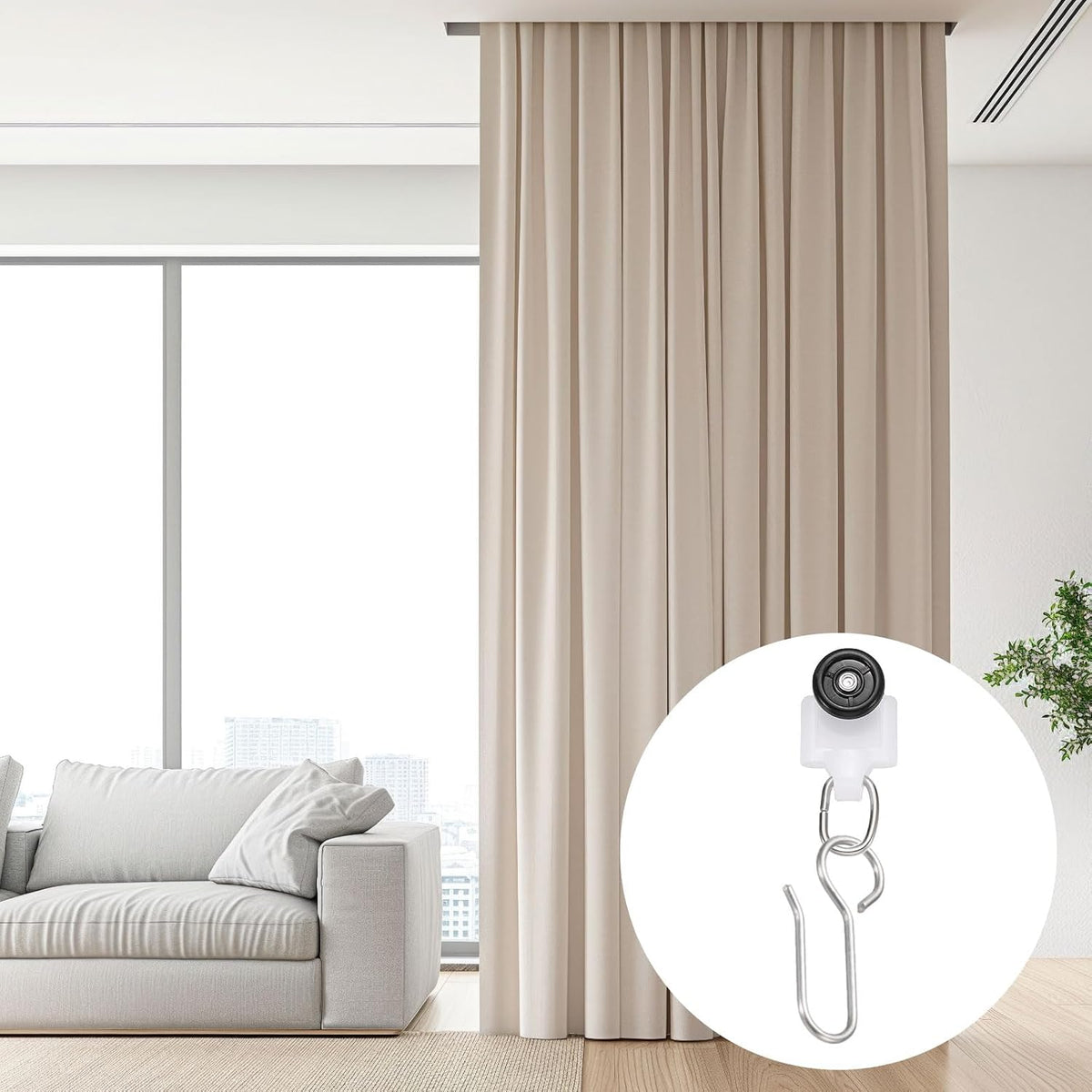 uxcell 50Pcs Curtain Track Rollers Curtain Rail Pulleys Runners Plastic Ceiling Gliders with Dual Wheel Roller for Window Tracks Carrier Accessories (Black)
