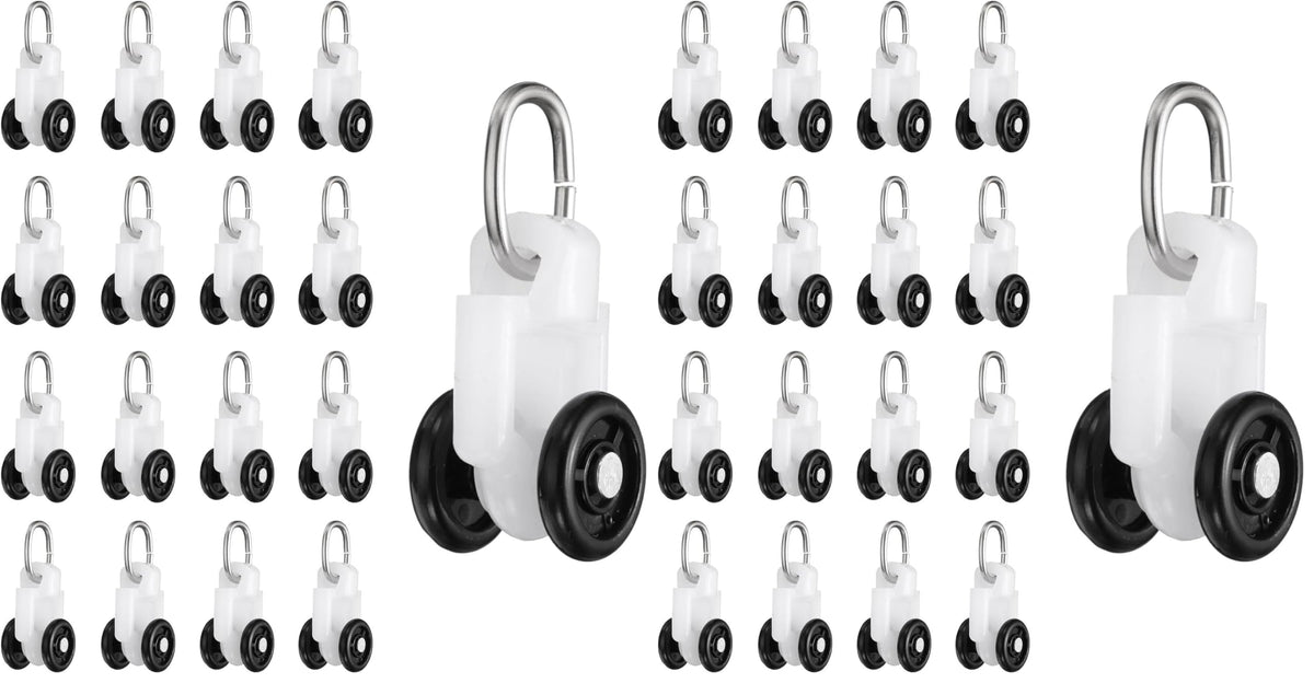uxcell 50Pcs Curtain Track Rollers Curtain Rail Pulleys Runners Plastic Ceiling Gliders with Dual Wheel Roller for Window Tracks Carrier Accessories (Black)