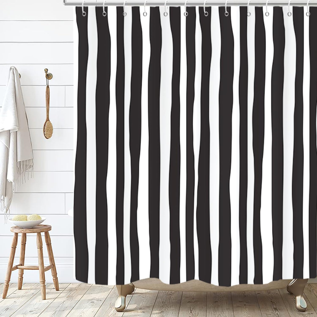 Boho Mid Century Shower Curtain, Modern Abstract with Hooks 72x72