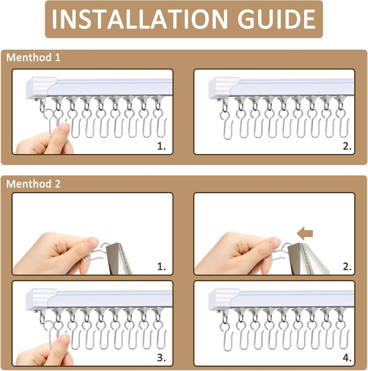 Metal Curtain Track Hooks S Shaped Small Curtain Hook 60Pcs Drapery Hook Pins Curtains Wire Hooks for Ceiling Curtains Drape Track
