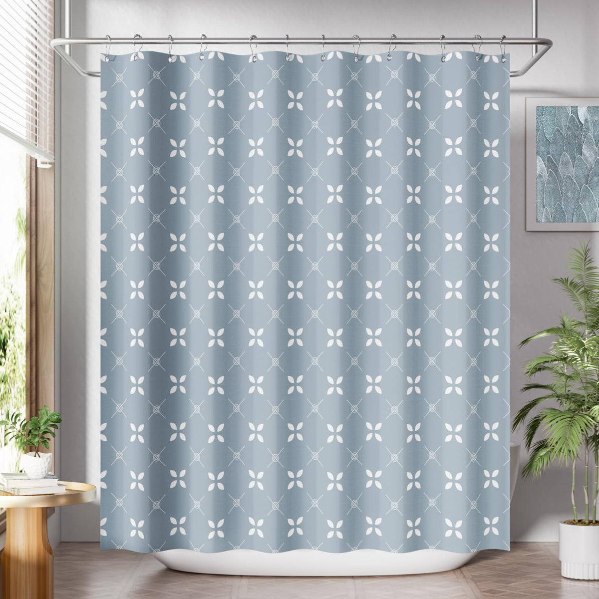 AmazerBath Shower Curtain, Washable Cloth Black Shower Curtain Sets with 12 Shower Curtain Hooks, Fabric Rustic Black and White Striped Curtain, Farmhouse Bathroom Curtains, 72x72 Inches