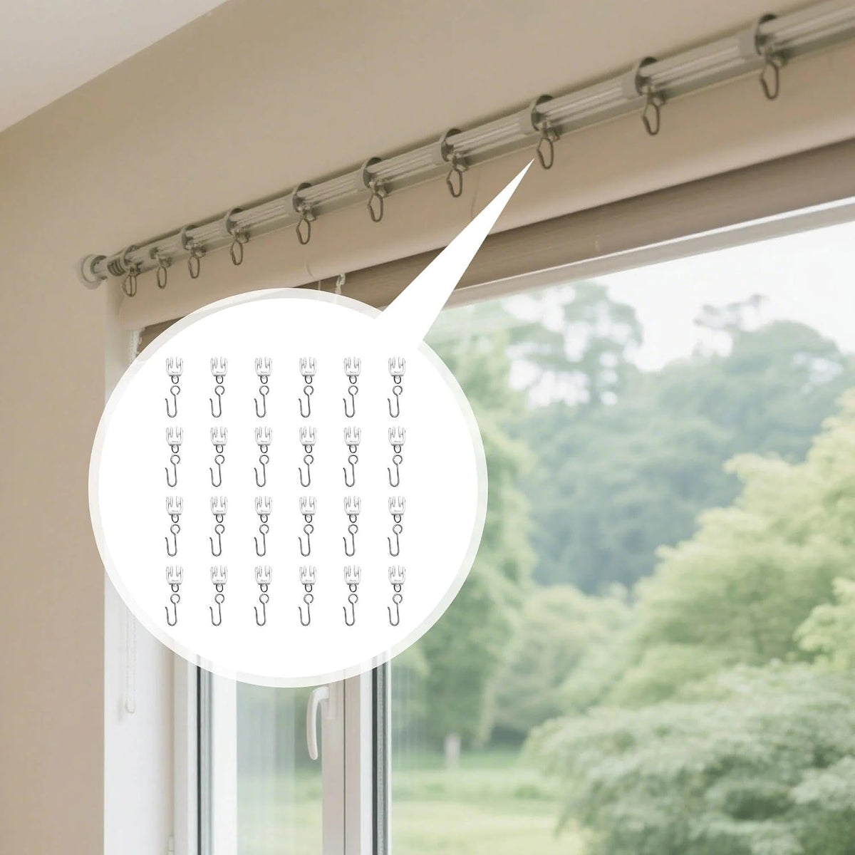 25 Set Ceiling Curtain Track Roller Hooks, Heavy Duty Stainless Steel Gliders for Room Divider, Shower & Flexible Track Systems – Smooth Sliding, Quiet & Easy Install – White