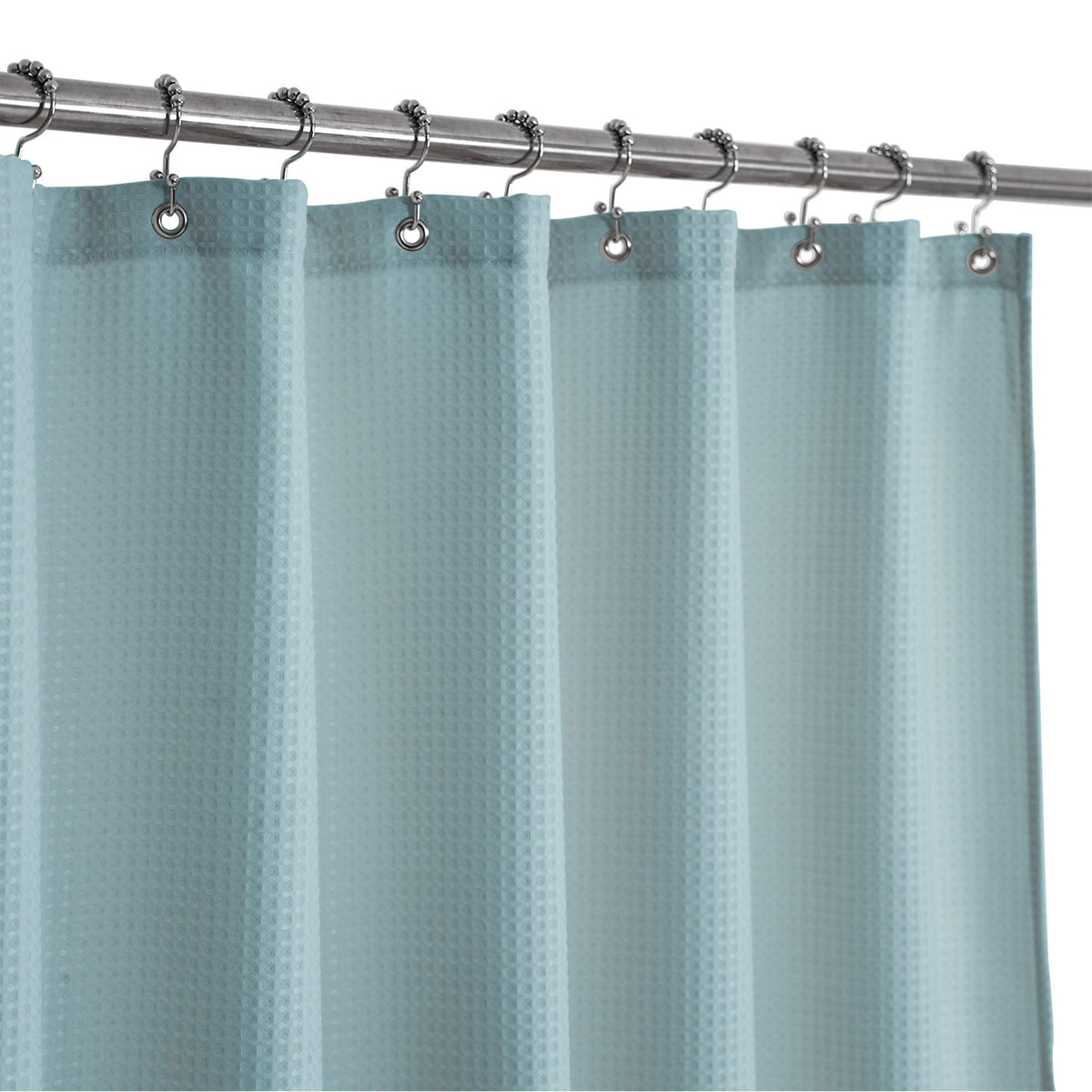 Barossa Design Waffle Weave Short Shower Curtain Fabric 66" Length, White