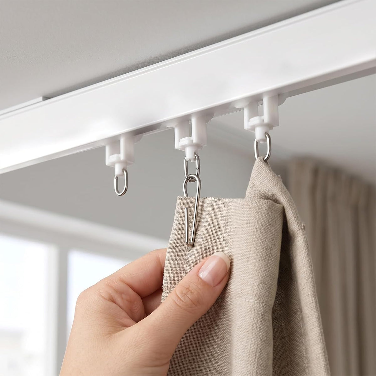 10 Pcs Ceiling Curtain Track Rollers Mute Glider Hooks for Sliding Rail
