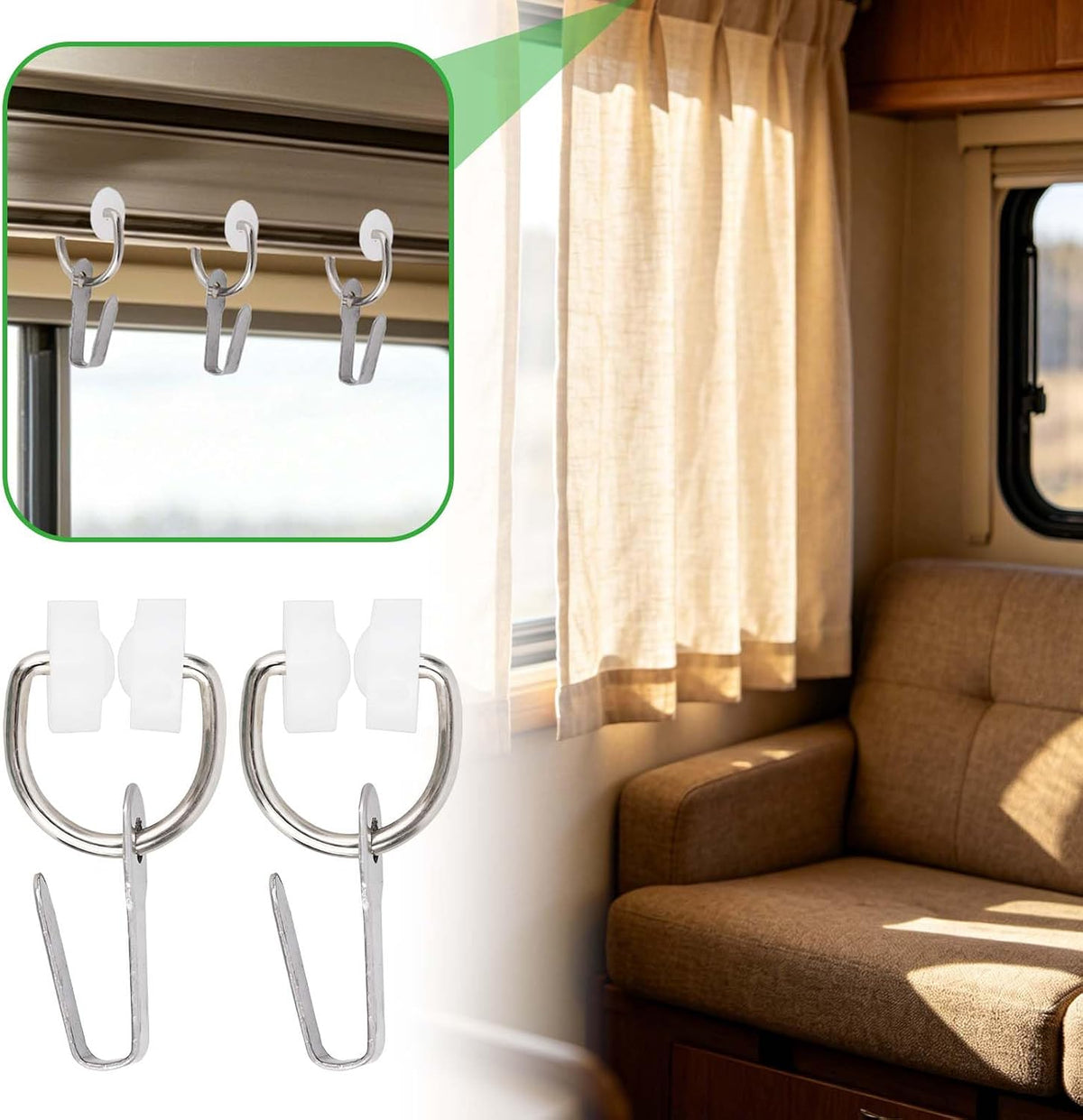 20pcs RV Curtain Carrier Hooks, Ceiling Metal Sliding Curtain Track Clips