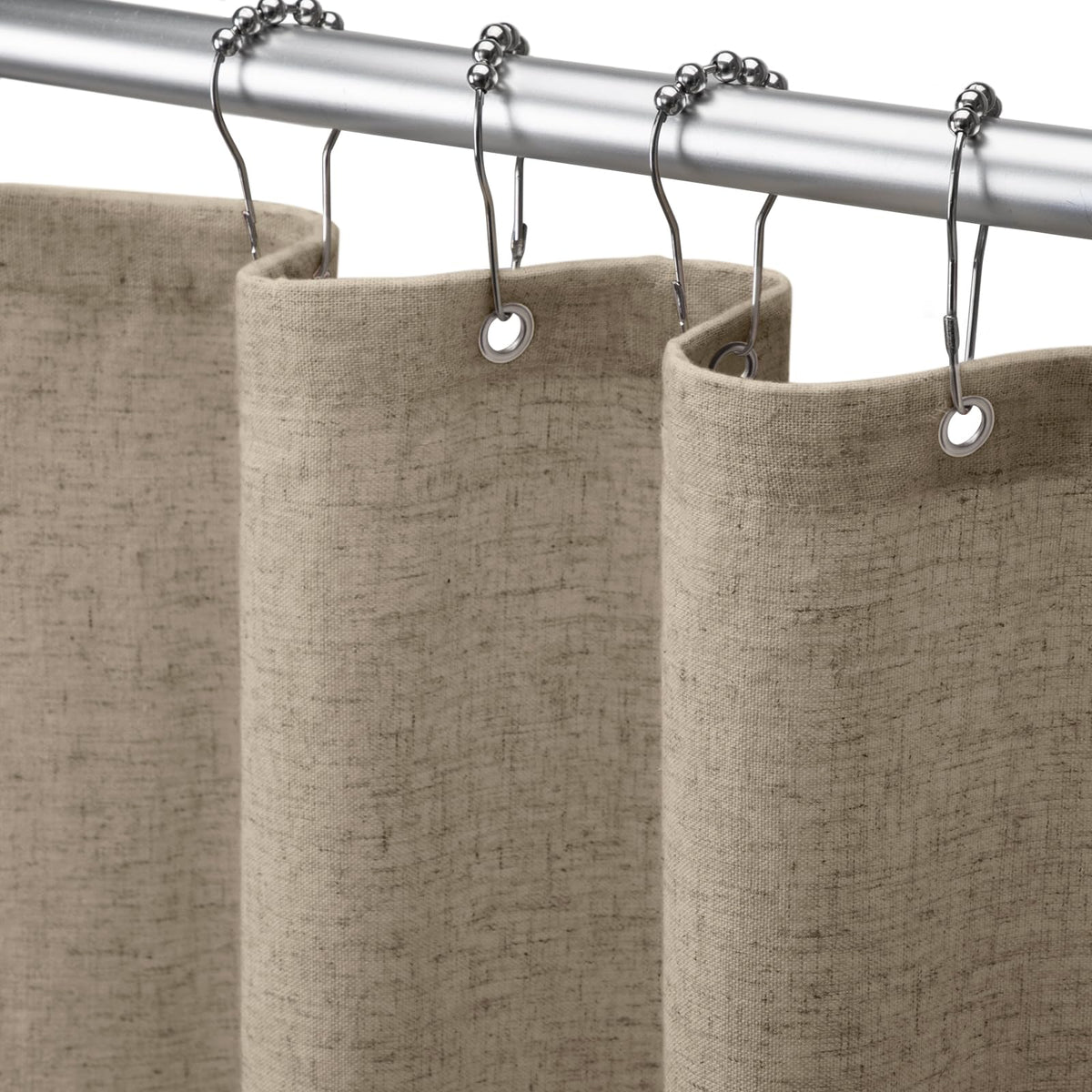 Linen Shower Curtain Beige Boho Cream Natural Cloth 72" W x 72" L