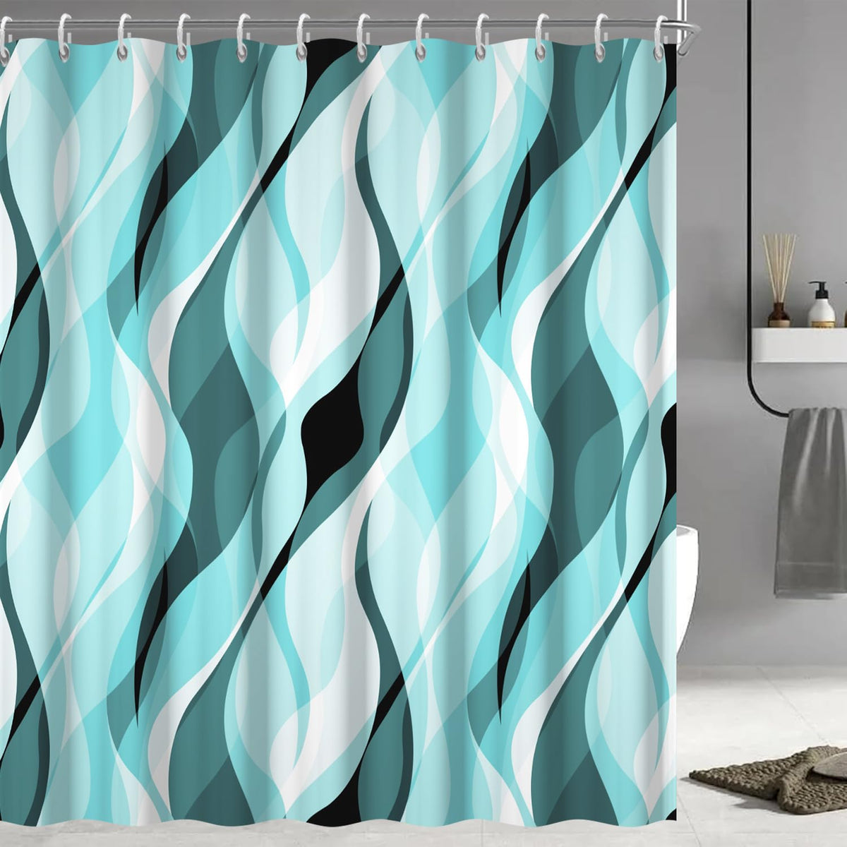 Brown Shower Curtain, Grey and Brown Striped Bathroom Decor 72x72