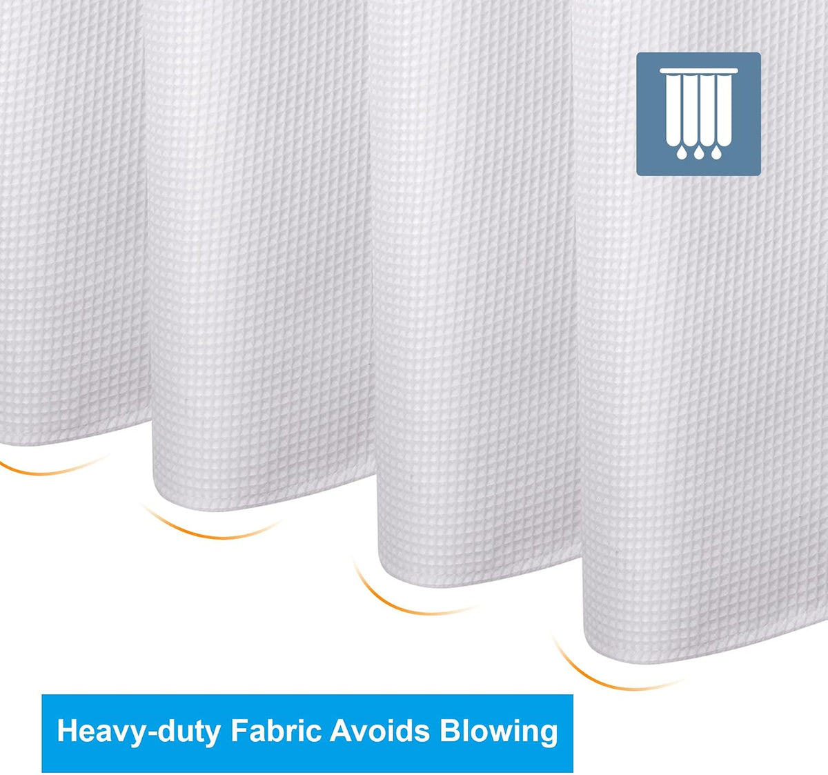 AmazerBath White Shower Curtain Fabric, Waffle Shower Curtains for Bathroom, Cloth Shower Curtain Heavy Duty, Thick Bathroom Shower Curtains Hotel Quality, Premium Polyester, 72x72 Inches