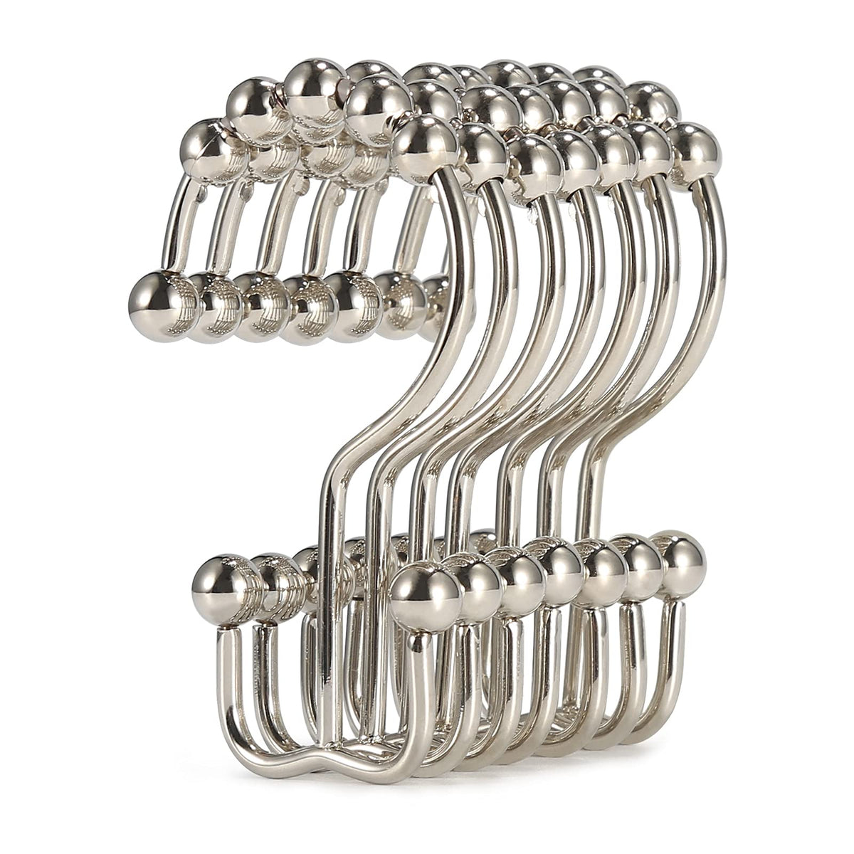 Goowin Shower Curtain Hooks Rings, Stainless Steel Gold Shower Curtain Hooks Rust Proof, Free Sliding Double Shower Hooks for Shower Curtains & Liners (Gold)