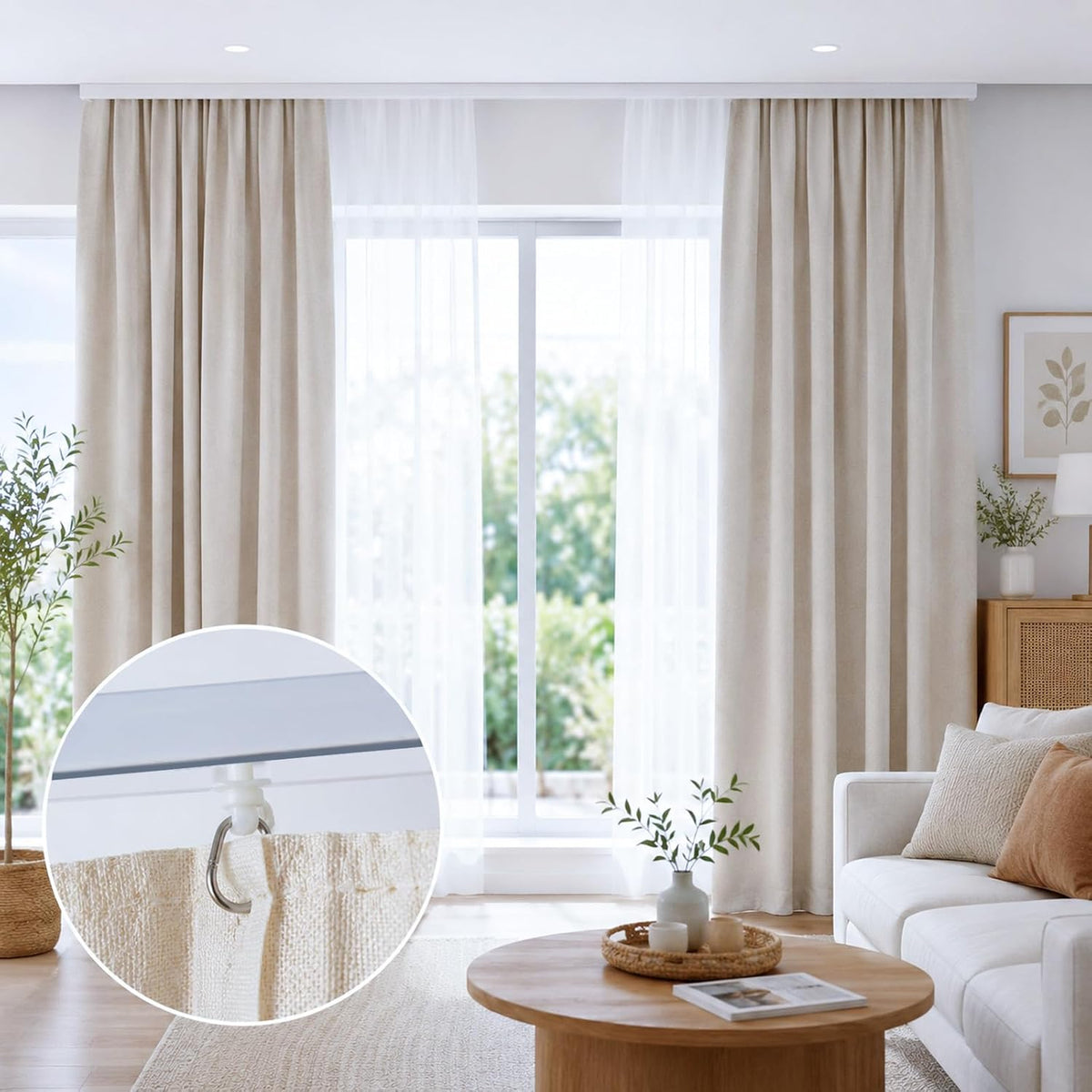 100Pcs Curtain Track Gliders, Plastic Curtain Track Roller Hooks