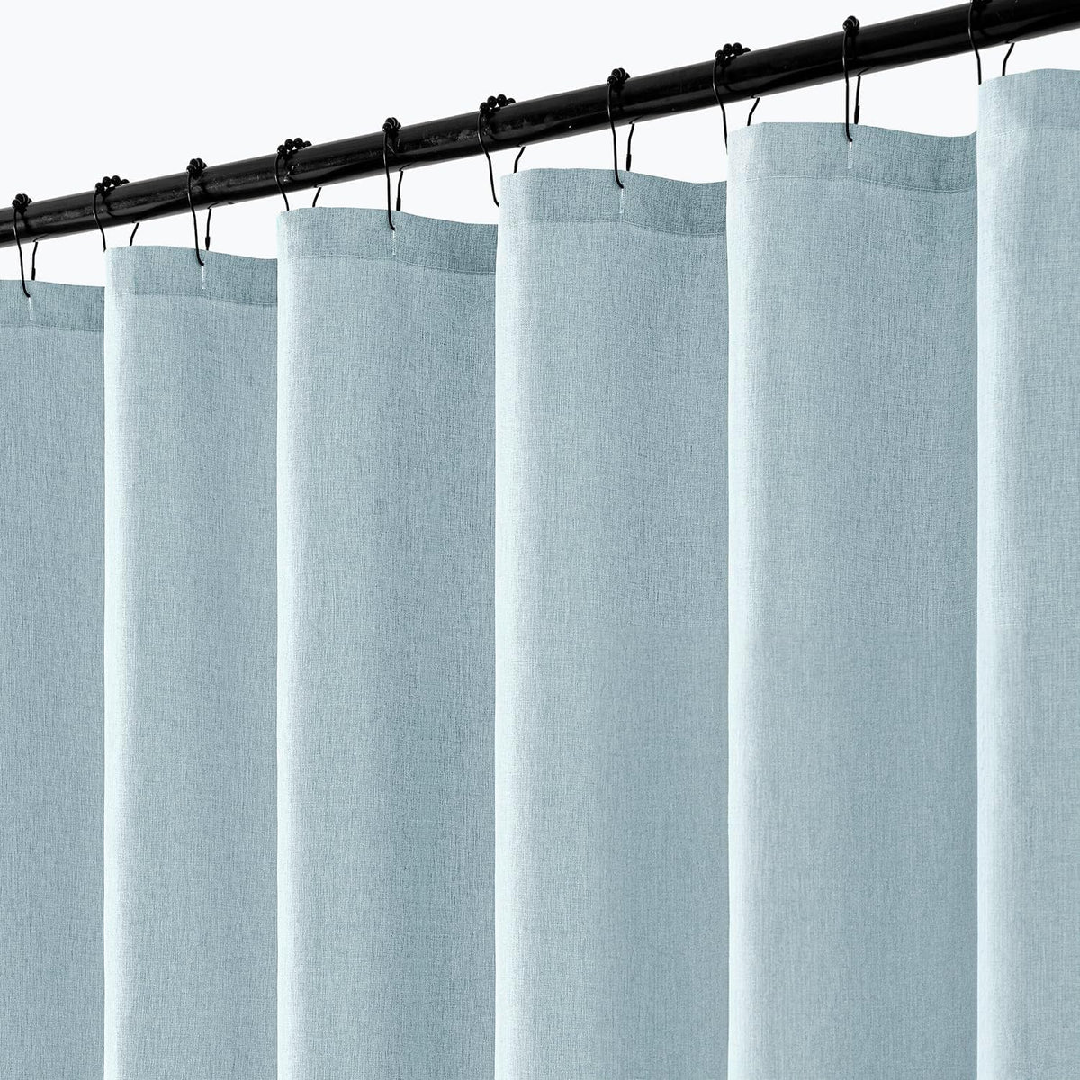 ANRODUO Cream Beige Linen Textured Fabric Shower Curtain Set - W72xL72